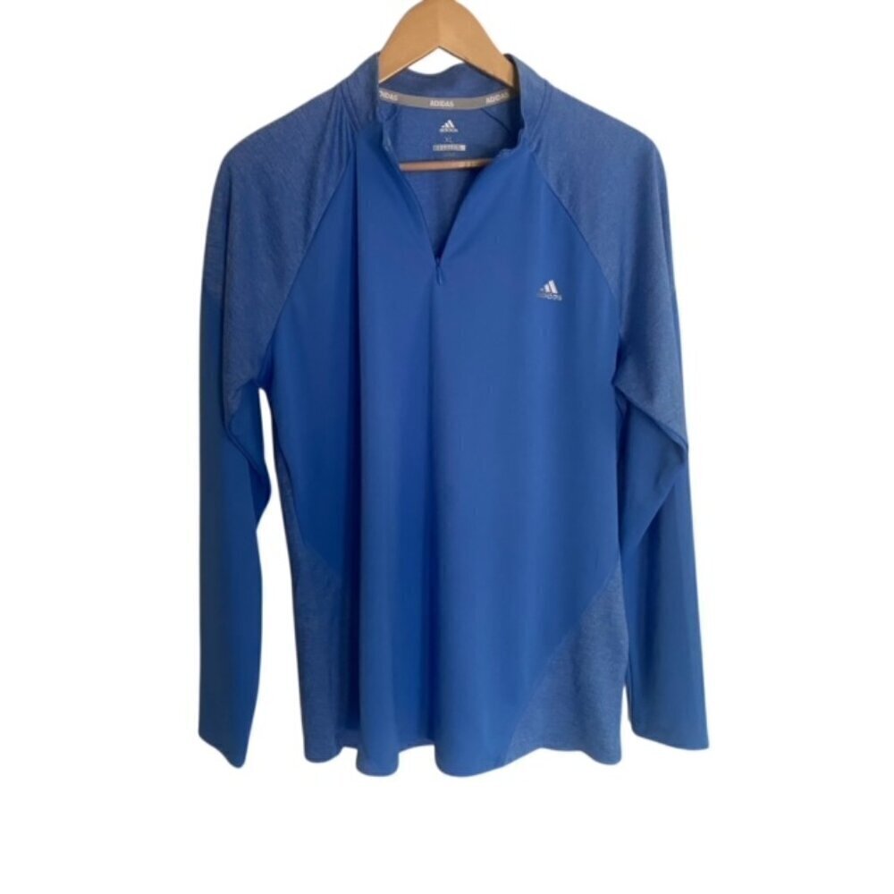 Adidas Golf Blue Pique 1/4 Zip Mock Pullover XLarge